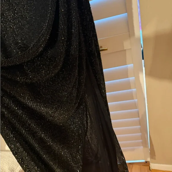 Cult Gaia Black Sequin Ruched One Shoulder Dress - Picture 3 of 8